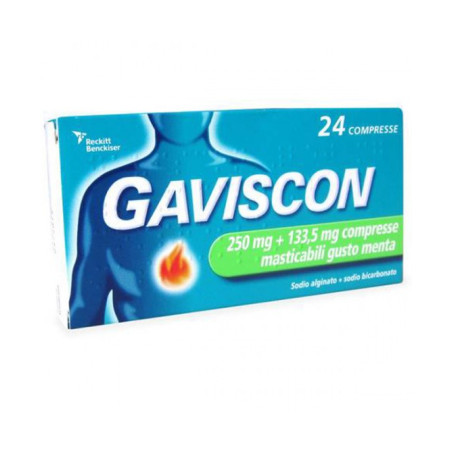 Gaviscon 24 Compresse Masticabili Menta 250+133,5MG