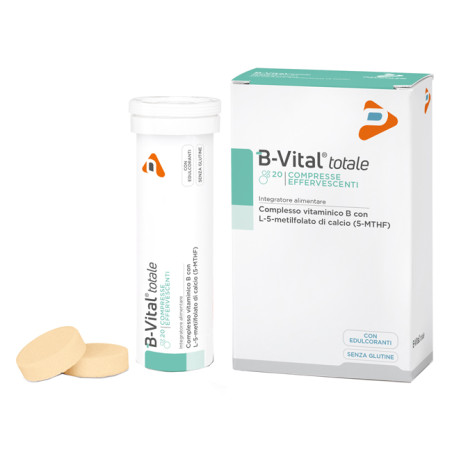 Confezione da 20 compresse effervescenti di B-Vital totale integratore multivitaminico