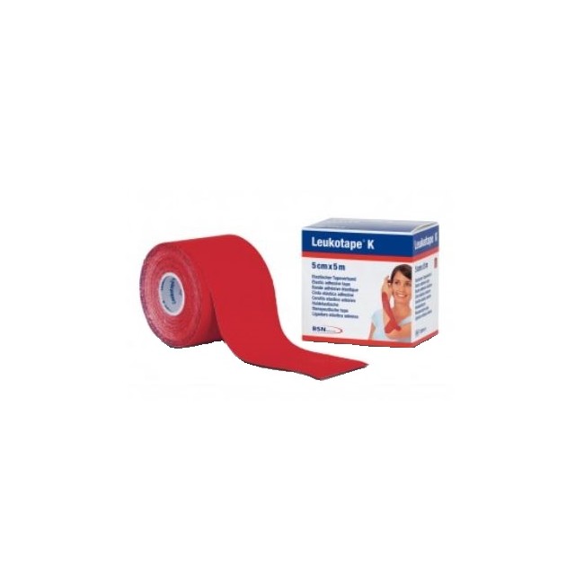 LEUKOTAPE K BENDA ANELASTICA IN ROCCHETTO PER TAPING KINESIOLOGICO ROSSO 5X500 CM