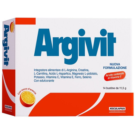 Confezione da 14 bustine di Argivit integratore pro energetico che aumenta la performance