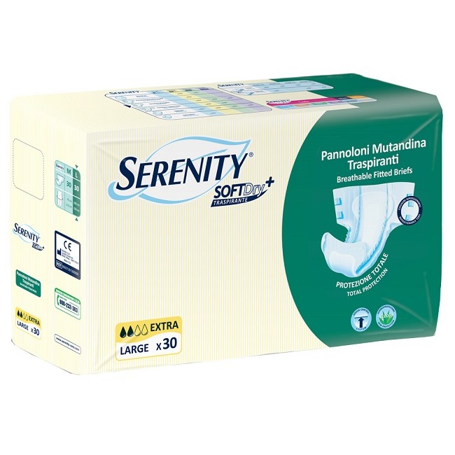 PANNOLONE MUTANDINA PER INCONTINENZA SERENITY SOFTDRY+ EXTRA TAGLIA LARGE 30 PEZZI