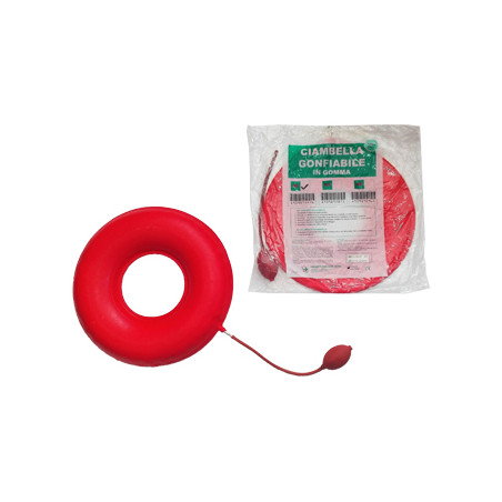 CIAMBELLA GONFIABILE PER INVALIDI IN GOMMA ROSSA TEAM DELUXE CON POMPA 40CM DIAMETRO