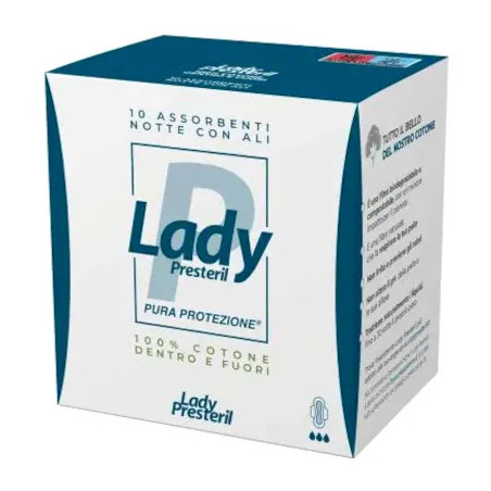 LADY PRESTERIL ASSORBENTI NOTTE CON ALI RIPIEGATI BIODEGRADABILI 10 PEZZI