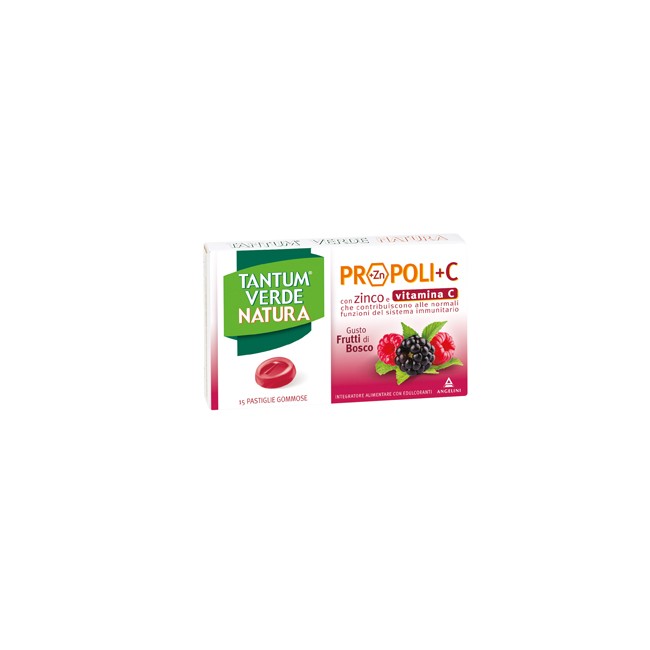 TANTUM VERDE NATURA PROPOLI+C CON ZINCO E VITAMINA C 15 PASTIGLIE GOMMOSE GUSTO FRUTTI DI BOSCO