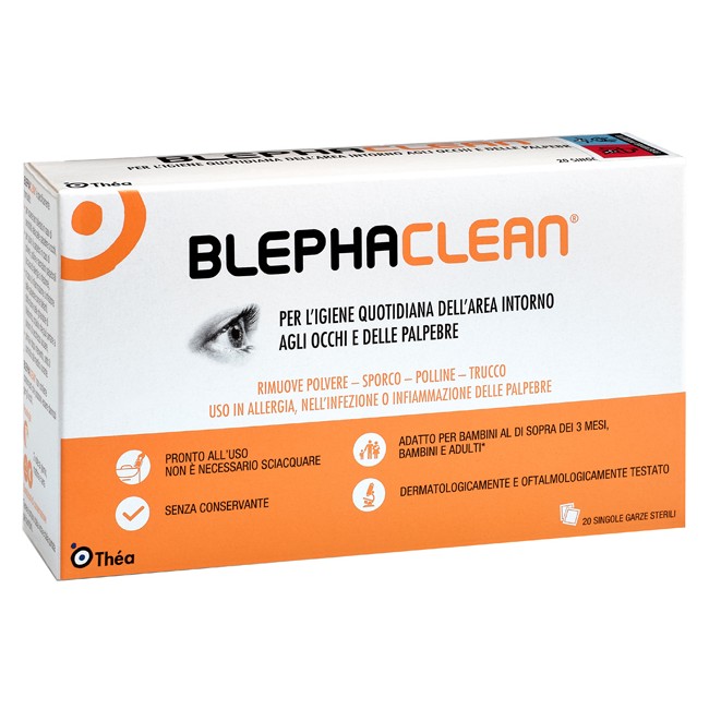 BLEPHACLEAN GARZE OCULARI STERILI A BASE DI ACIDO IALURONICO 20 PEZZI