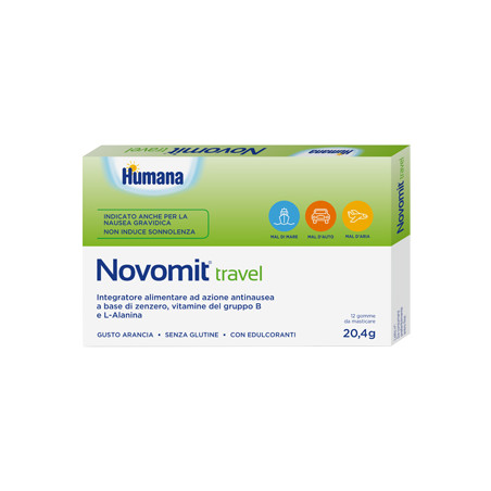 NOVOMIT TRAVEL 12 GOMME DA MASTICARE GUSTO ARANCIA