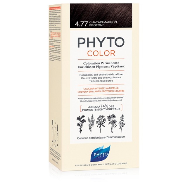 PHYTOCOLOR 4,77 CASTANO MARRONE INTENSO LATTE + CREMA + MASCHERA + 1 PAIO DI GUANTI