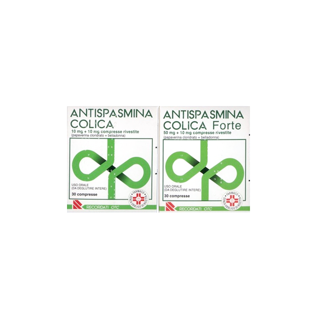 Recordati Antispasmina Colica 10mg + 10mg Trattamento Sintomatico Nelle Manifestazioni Dolorose Apparato Gastro-Enterico 30 Comp