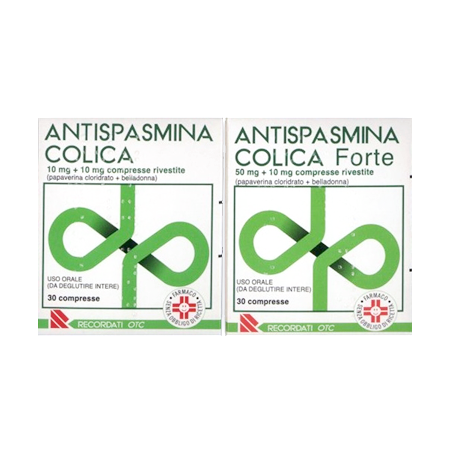 Recordati Antispasmina Colica 10mg + 10mg Trattamento Sintomatico Nelle Manifestazioni Dolorose Apparato Gastro-Enterico 30 Comp