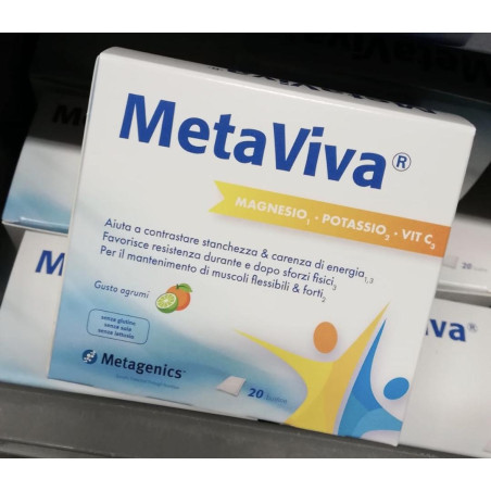 Confezione da 20 buste di Metagenics Metaviva Integratore di Magnesio Potassio e Vitamina C