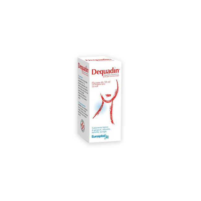 Eurospital Dequadin 0,5% Spray Per Mucosa Orale Trattamento Stomatiti Gengiviti Tonsilliti Flacone 10ml