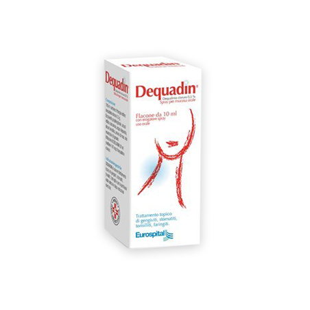 Eurospital Dequadin 0,5% Spray Per Mucosa Orale Trattamento Stomatiti Gengiviti Tonsilliti Flacone 10ml