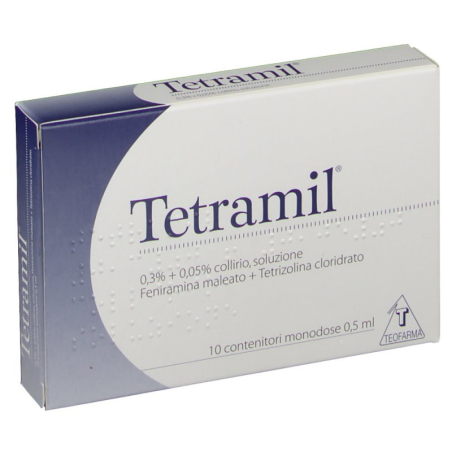 Teofarma Tetramil 0,3%+0,05% Collirio Per Occhi Arrossati Infiammati E Congiuntiviti Allergiche 10 Flaconcini Monodose