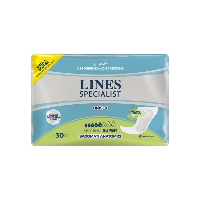 PANNOLONE LINES SPECIALIST CLASSIC SAGOMATO SOTTILE SUPER 30 PEZZI