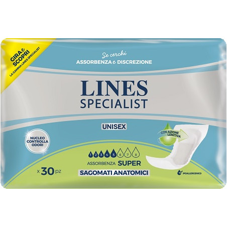 PANNOLONE LINES SPECIALIST CLASSIC SAGOMATO SOTTILE SUPER 30 PEZZI