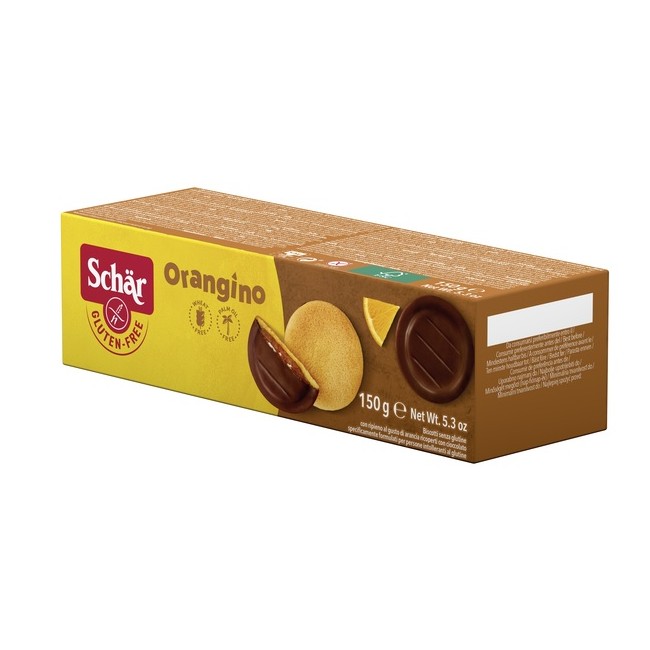 SCHAR ORANGINO BISCOTTI CON RIPIENO AL GUSTO DI ARANCIA RICOPERTI CON CIOCCOLATO 150 G