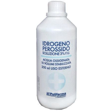 PEROSSIDO IDROGENO 3% 200 ML ACQUA OSSIGENATA 10 VOLUMI STABILIZZATA