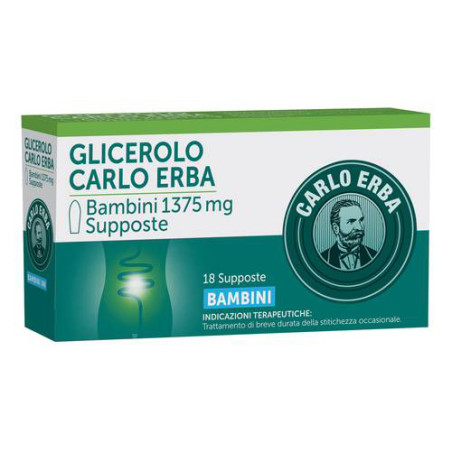 Carlo Erba Glicerolo Bambini 1375mg Lassativo 18 Supposte