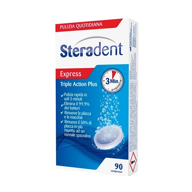 STERADENT TRIPLE ACTION PLUS 90 COMPRESSE PULENTI