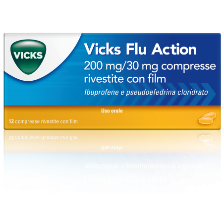 VICKS FLU ACTION*12CPR200+30MG