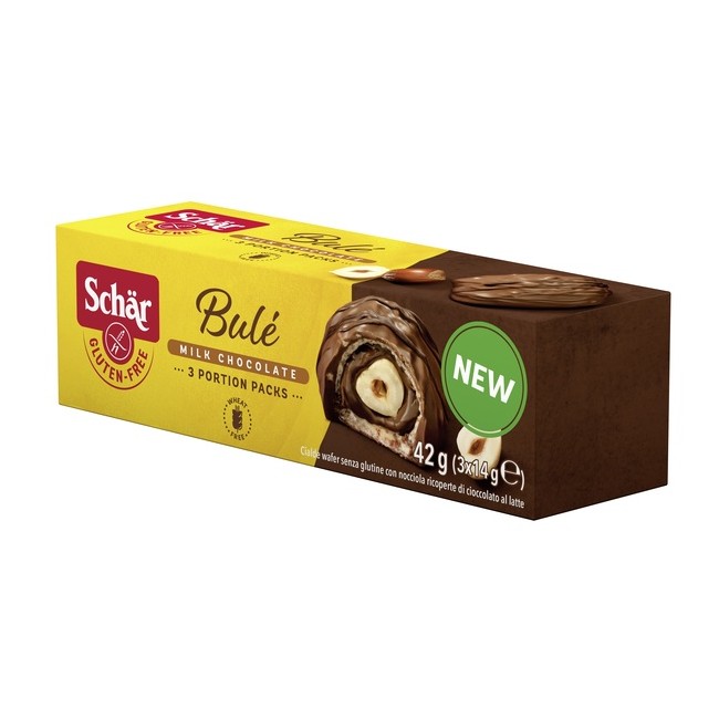 SCHAR BULE' CIALDE WAFER CON NOCCIOLA RICOPERTE DI CIOCCOLATO AL LATTE 3 PORZIONI DA 14 G