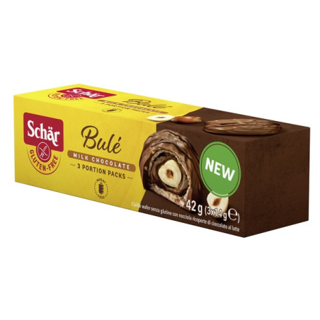 SCHAR BULE' CIALDE WAFER CON NOCCIOLA RICOPERTE DI CIOCCOLATO AL LATTE 3 PORZIONI DA 14 G