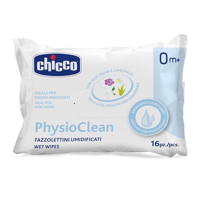 CHICCO FAZZOLETTINI UMIDIFICATI PHYSIOCLEAN 16 PEZZI