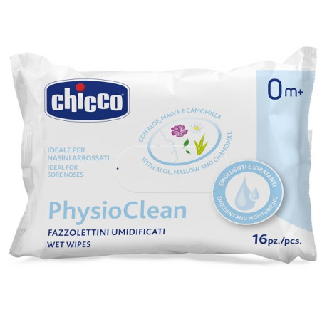 CHICCO FAZZOLETTINI UMIDIFICATI PHYSIOCLEAN 16 PEZZI