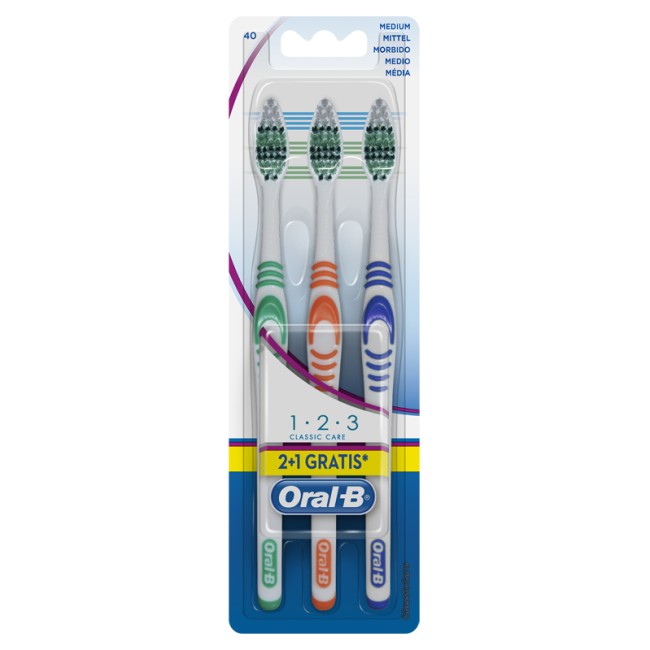 ORALB 123 CLASSIC CARE SPAZZOLINO MANUALE 3 PEZZI