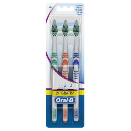 ORALB 123 CLASSIC CARE SPAZZOLINO MANUALE 3 PEZZI