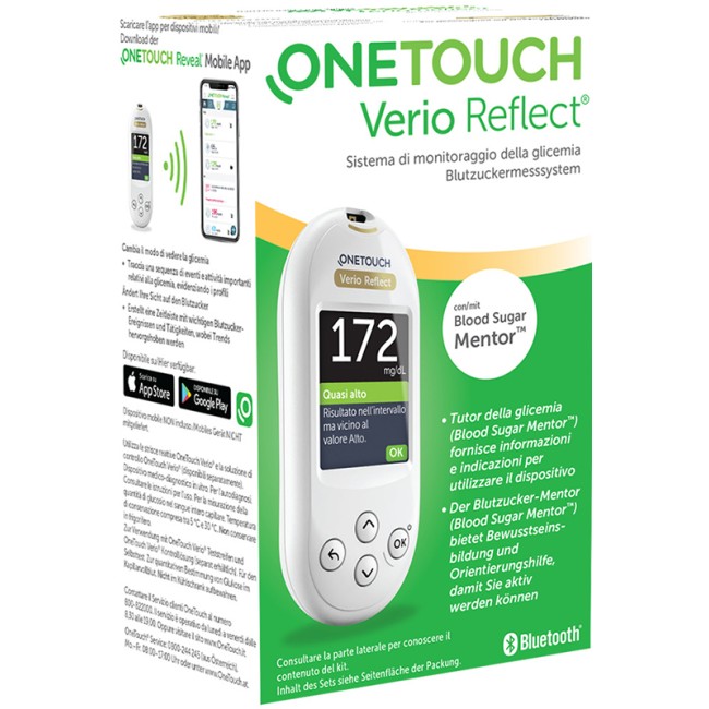 ONETOUCH VERIO REFLECT SYSTEM KIT CON LANCETTE PUNGIDITO E FLACONE DA 10 STRISCE REATTIVE