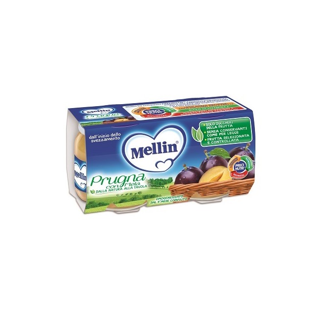 MELLIN OMOGENEIZZATO PRUGNA MELA 100 G 2 PEZZI