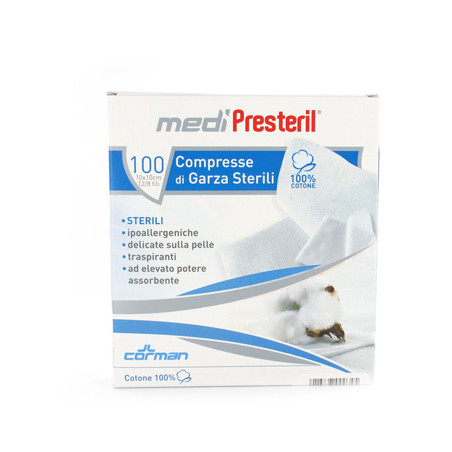 GARZA COMPRESSA MEDIPRESTERIL FU STERILE MONOUSO 10X10CM 100PEZZI