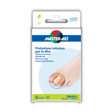 PROTEZIONE TUBOLARE IN GEL MASTER-AID FOOTCARE ELASTICIZZATO SMALL 7,5 CM 15 MM 2 PEZZI C4