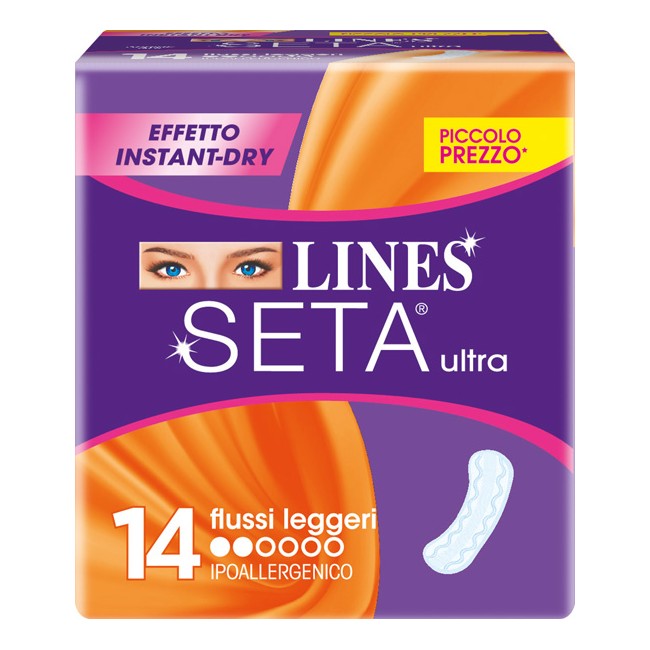 LINES SETA ULTRA ASSORBENTI PER FLUSSI LEGGERI 14 PEZZI