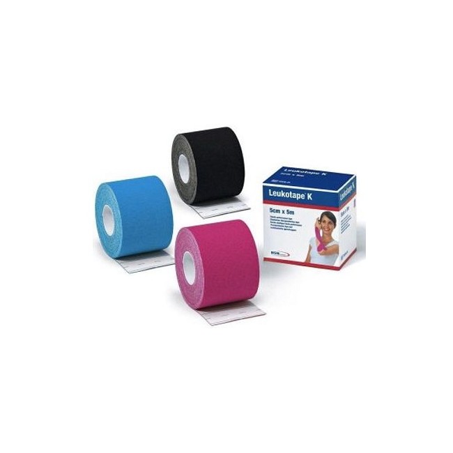 BENDA ADESIVA LEUKOTAPE K PER TAPING FISIOTERAPICO LARGHEZZA 5 CM LUNGHEZZA 5 M COLORE ROSA IN ROTOLO