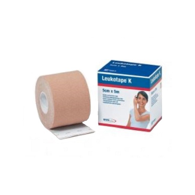 BENDA ADESIVA LEUKOTAPE K PER TAPING FISIOTERAPICO LARGHEZZA 5 CM LUNGHEZZA 5 M COLOR CARNE IN ROTOLO