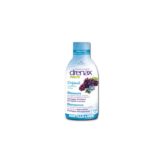 Confezione da 300ml di Drenax forte originale con Mirtillo e Uva