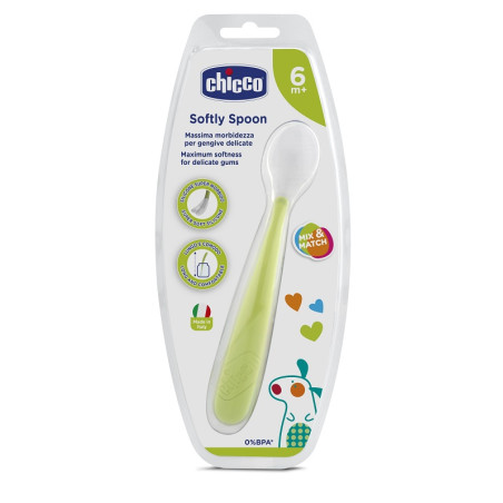 CHICCO CUCCHIAIO MORBIDO SILICONE 6M+ VERDE UP