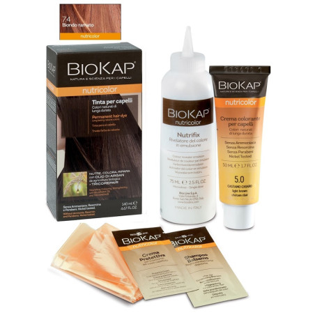 BIOKAP NUTRICOLOR 7,4 NEW BIONDO RAMATO TINTA TUBO + FLACONE