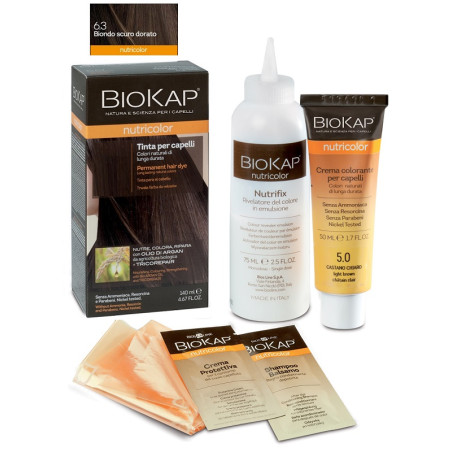 BIOKAP NUTRICOLOR 6,3 BIONDO ORO SCURO TINTA TUBO + FLACONE