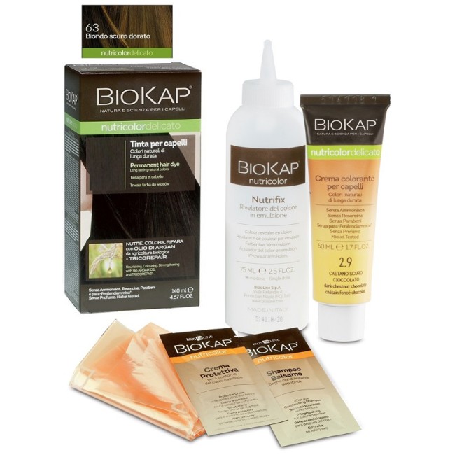 BIOKAP NUTRICOLOR DELICICATO 6,30 BIONDO SCURO DORATO TINTA TUBO + FLACONE