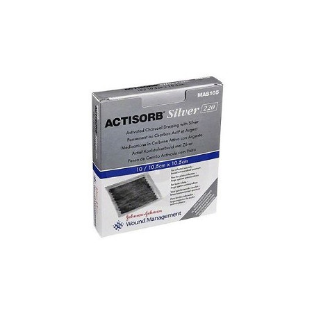 MEDICAZIONE IN CARBONE ATTIVO CON ARGENTO ACTISORB SILVER 10,5X10,5 CM 3 PEZZI