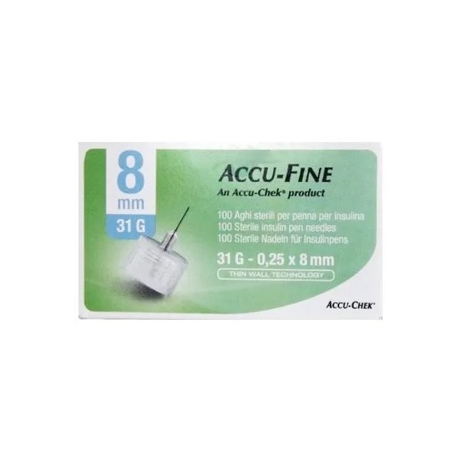 AGO PER PENNA DA INSULINA ACCU-FINE PEN NEEDLE ACCU-CHEK GAUGE 31 X 8MM 100 PEZZI