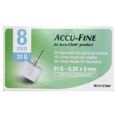 AGO PER PENNA DA INSULINA ACCU-FINE PEN NEEDLE ACCU-CHEK GAUGE 31 X 8MM 100 PEZZI