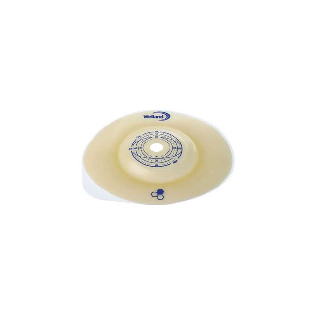 PLACCA PER COLOSTOMIA CONVESSA RITAGLIABILE AURUM2 DIAMETRO 13-25 MM FLANGIA 45 MM 5 PEZZI