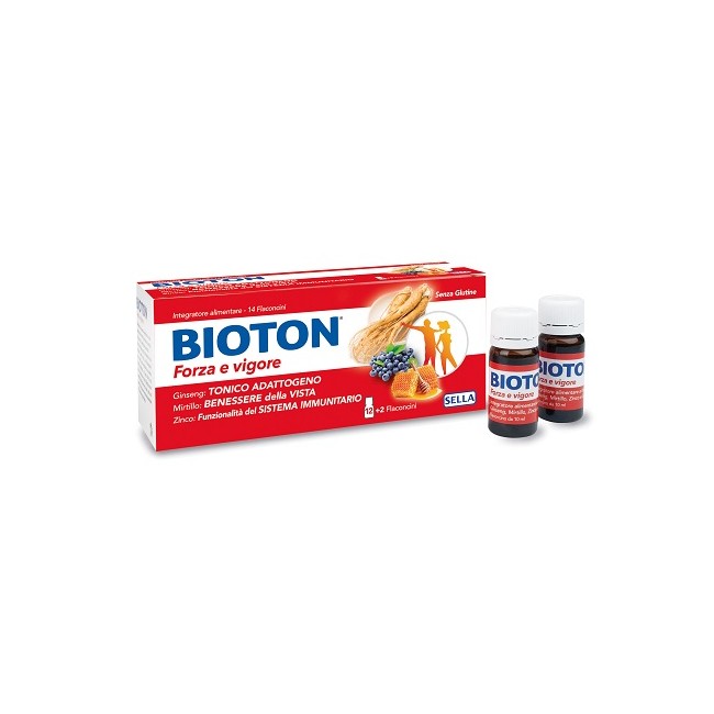 Confezione da 14 flaconi di Bioton Forza e Vigore Integratore energetico con Ginseng