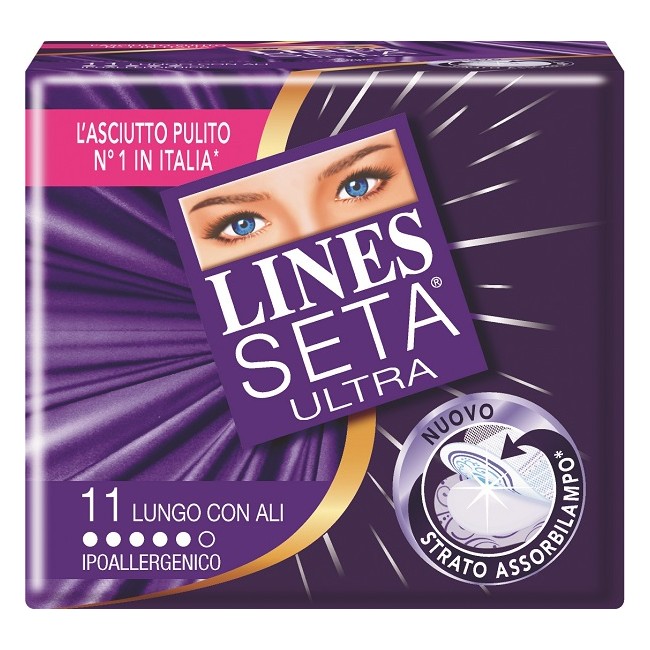 ASSORBENTE LINES SETA ULTRA LUNGO CON ALI 11 PEZZI