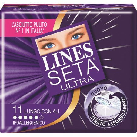 ASSORBENTE LINES SETA ULTRA LUNGO CON ALI 11 PEZZI