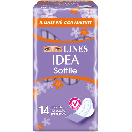 LINES IDEA ASSORBENTE SOTTILE RIPIEGATO CON ALI 14 PEZZI